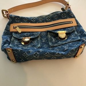 Louis Vuitton medium wash blue denim Baggy PM.